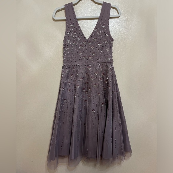 NWT AIDAN MATTOX Women’s Purple Sleeveless Knee Length Cocktail Dress sz 2 - Picture 6 of 7